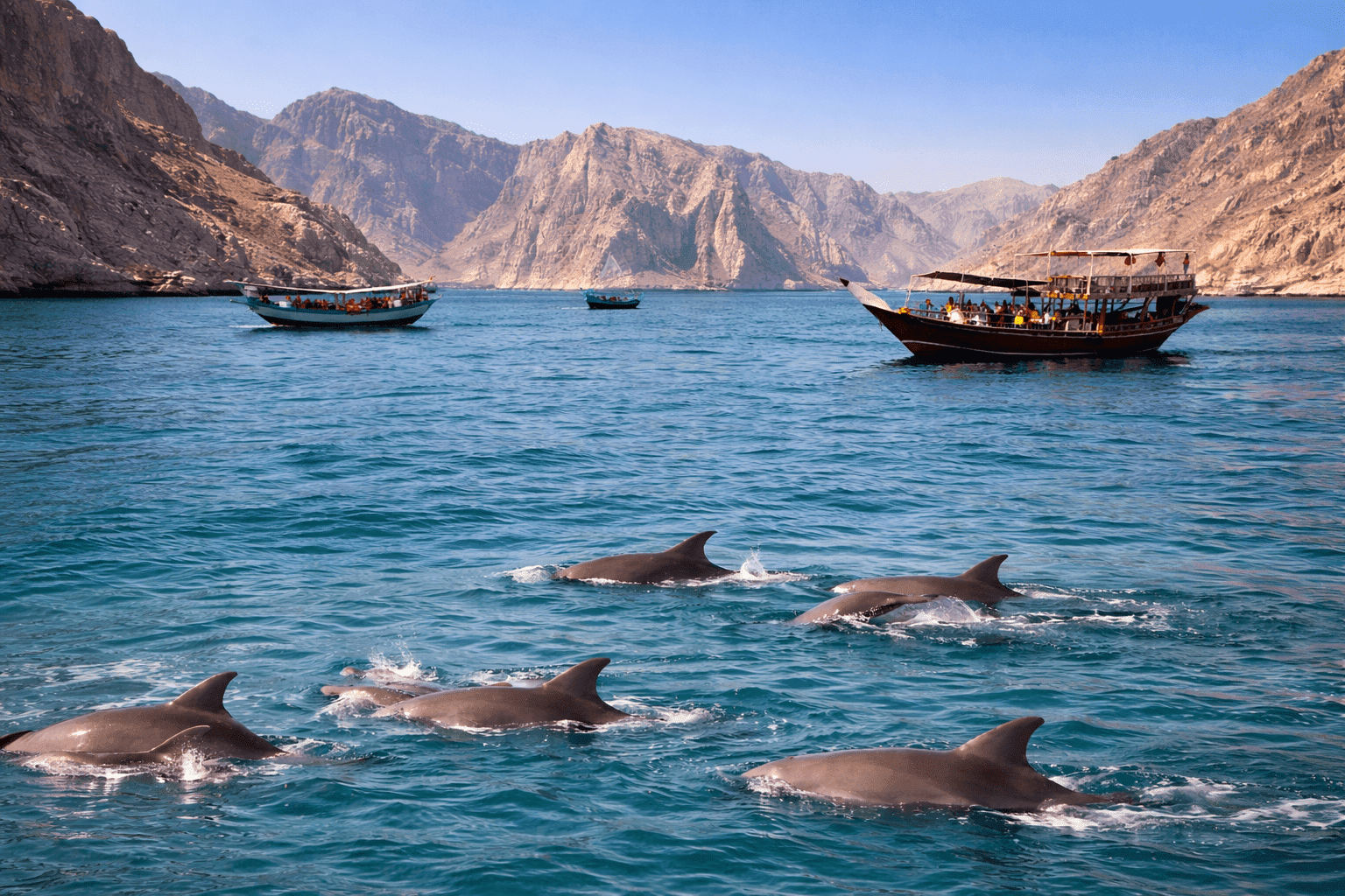 Musandam fjords Oman croisière dhow et dauphins